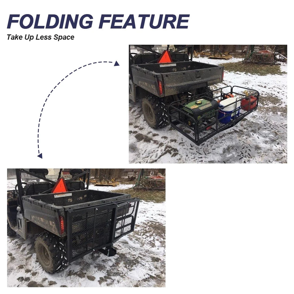 Kojem 500 Lbs Hitch Mount Cargo Carrier 60" x 24" x 14" Folding Cargo Rack Rear Luggage Basket Fits 2" Receiver for Car SUV Camping Traveling