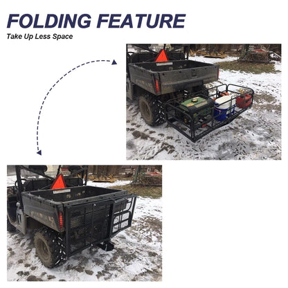 Kojem 500 Lbs Hitch Mount Cargo Carrier 60" x 24" x 14" Folding Cargo Rack Rear Luggage Basket Fits 2" Receiver for Car SUV Camping Traveling