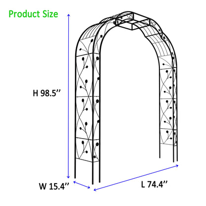 74"x98" Metal Garden Arch Arbor Trellis for Climbing Plants Roses Outdoor Décor White