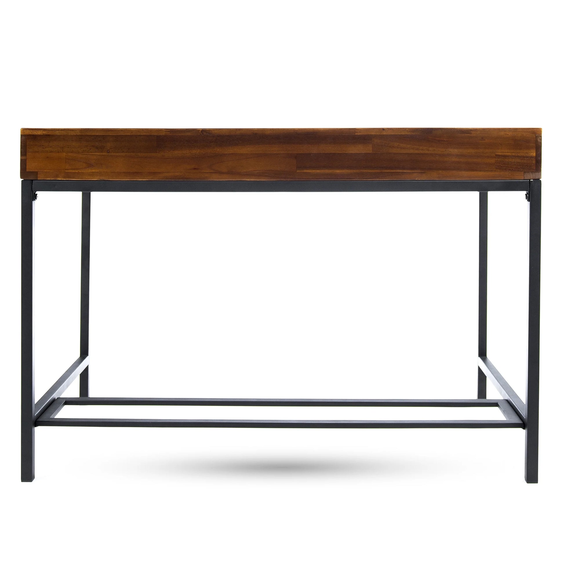 GDF Studio Elrod Industrial Dark Oak Acacia Wood Storage Desk with Rustic Metal Iron Accents