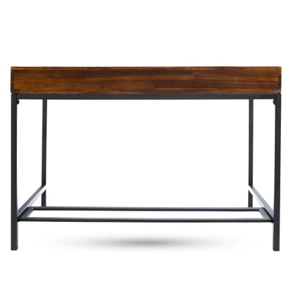 GDF Studio Elrod Industrial Dark Oak Acacia Wood Storage Desk with Rustic Metal Iron Accents