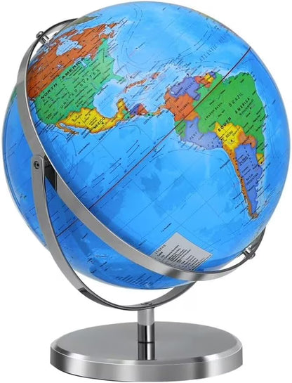 13" World Globe for Kids, Classroom Globe for Education & Decoration with Stable Heavy Metal Base, HD Waterproof Printed & Rewritable Surface