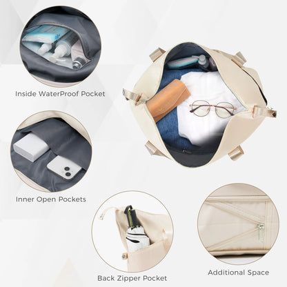 DUOSONG Luggage Sets 4 Piece, Abs Durable Suitcase With Travel Bag, Abs Hard Shell Luggage With Spinner Wheels, Ivory And Golden Ivory+Gold ABS Travel Luggage Hard Case