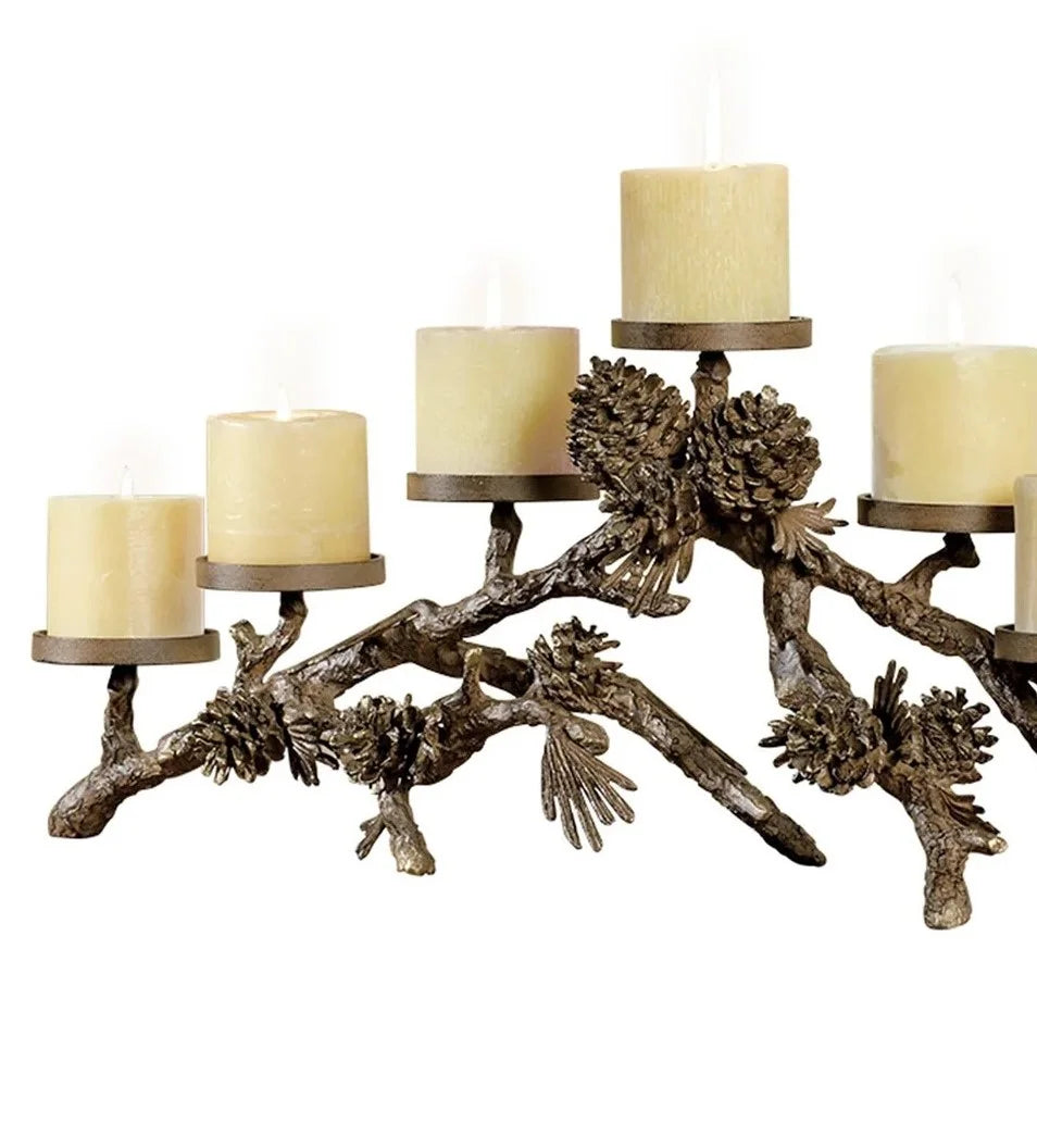 SPI Aluminum Pine Cone Mantelpiece Candle Holder