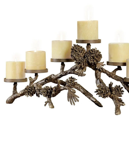 SPI Aluminum Pine Cone Mantelpiece Candle Holder