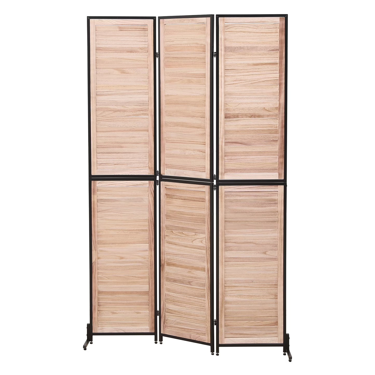 3 Panel Room Divider, Folding Privacy Screen, 5.9FT Heavy Duty Partition Wall Dividers Room Separator with Metal Frame, Freestanding Louvered Divider Screen for Home Office Restaurant Bedroom