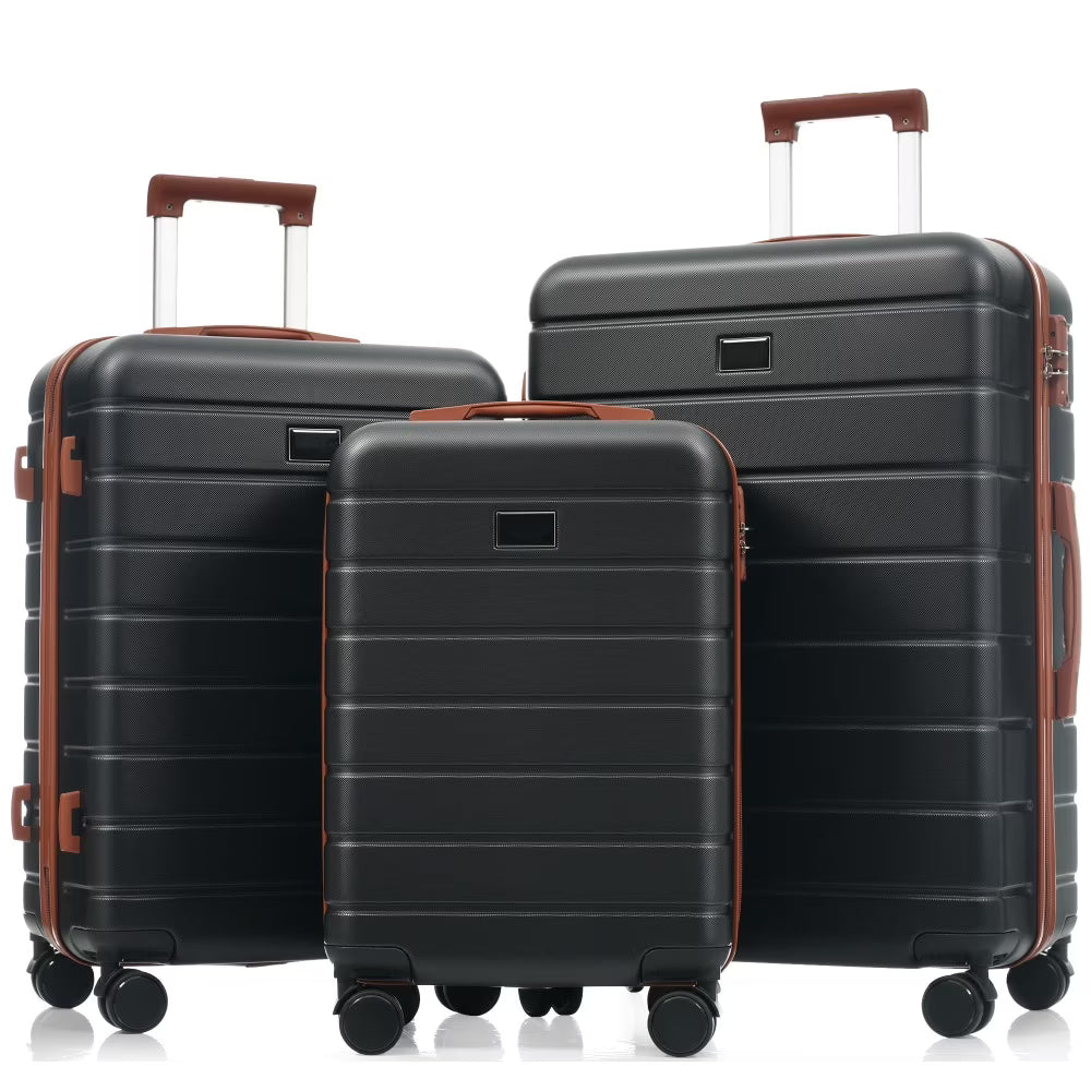 Premium ABS Travel Luggage Set , 3-Piece TSA Lock Suitcase Ensemble with 20, 24, and 28 Inch