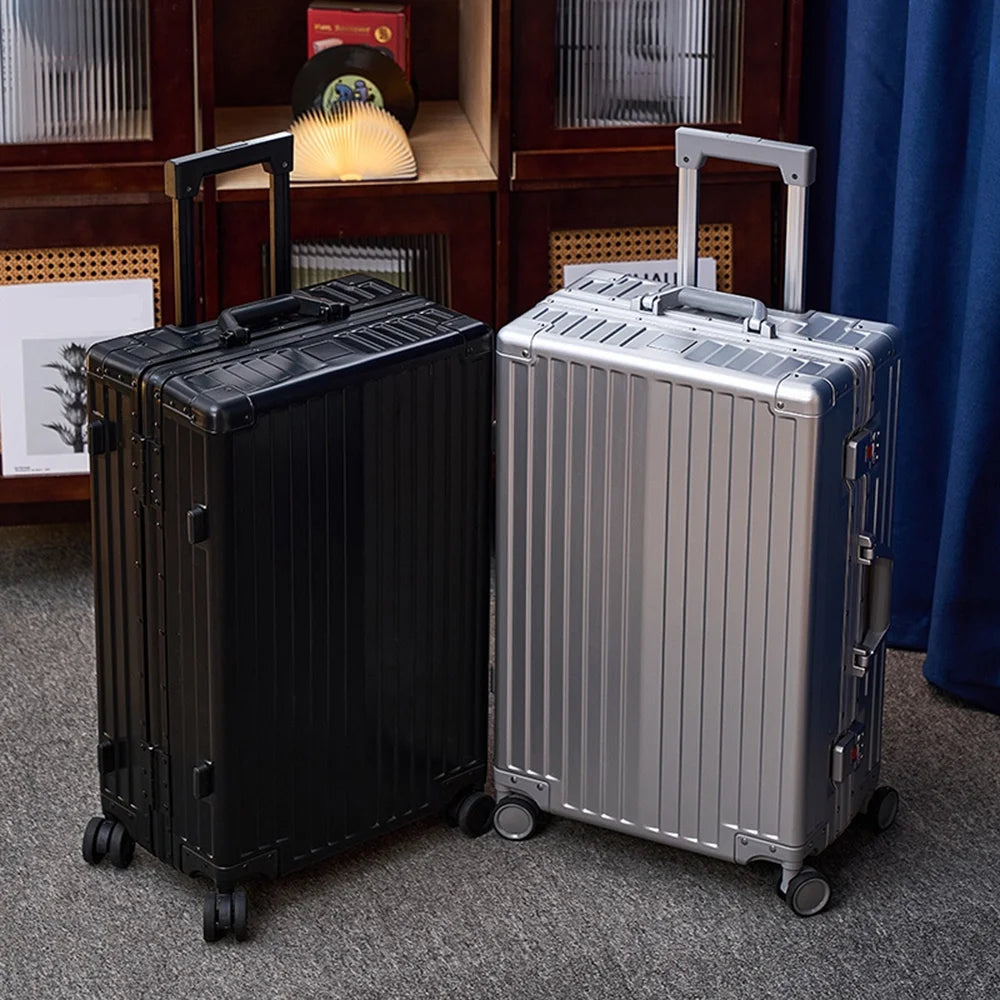 All Aluminum Magnesium Hardshell Carry On Luggage with Wheels, Hardside Carry on Suitcase with TSA Lock, Airline Approved Zipperless Suitcase Checked Luggage Metal Rolling Luggage