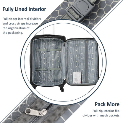 EUROCO 3 Piece Softside Luggage Set,Expandable Suitcase Set with TSA Lock and Spinner Wheels,Lightweight Suitcase for Men Women(20",24",28"),Black