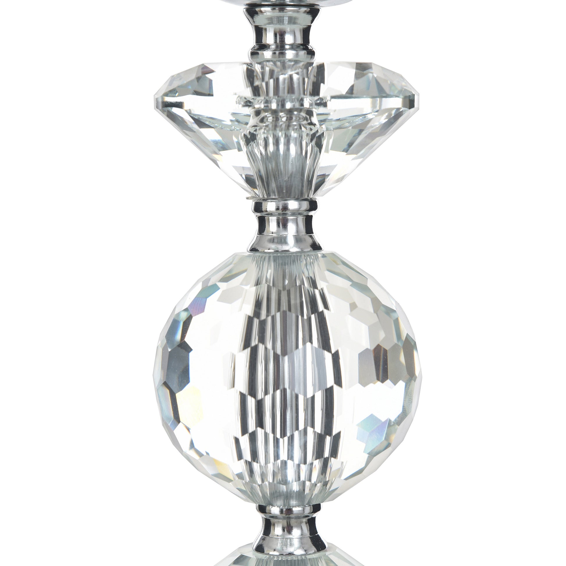 Chrome Finish Crystal Glass Pillar Candleholders, Set of 3