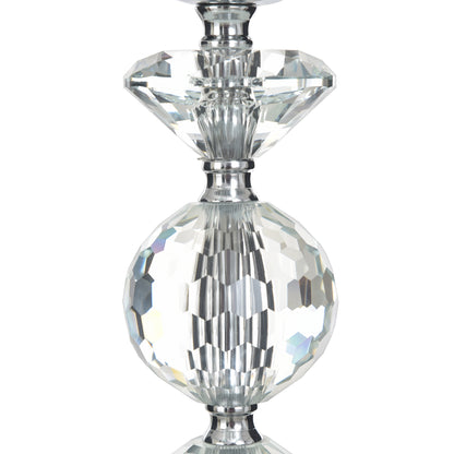 Chrome Finish Crystal Glass Pillar Candleholders, Set of 3