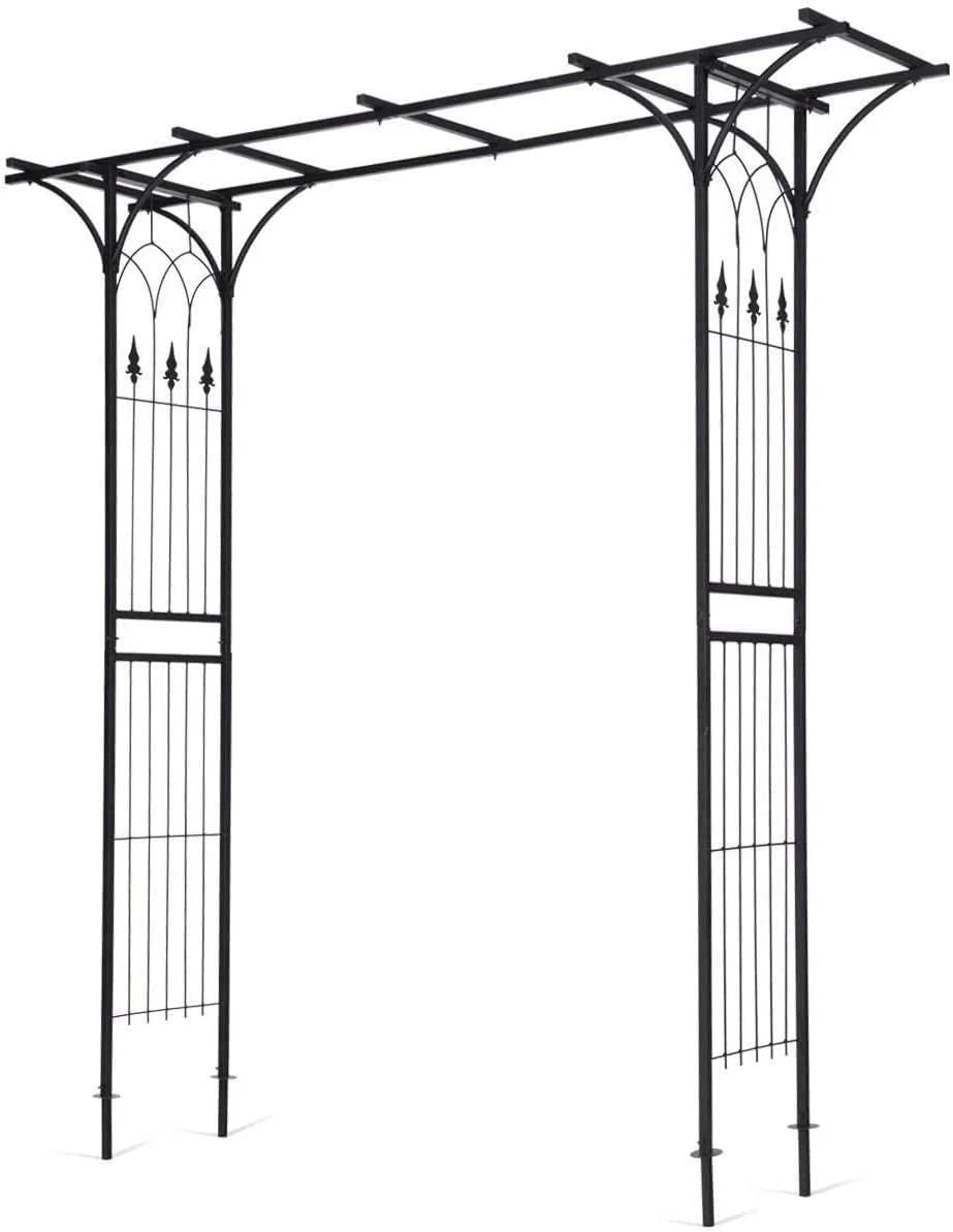 Gymax Outdoor Garden Arch Flowers Climbing Plants Trellis Metal Wedding Archway