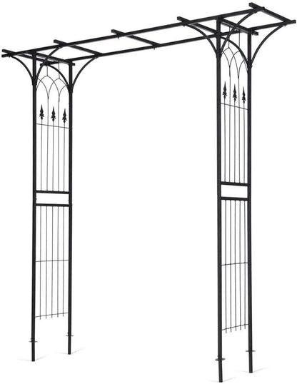 Gymax Outdoor Garden Arch Flowers Climbing Plants Trellis Metal Wedding Archway