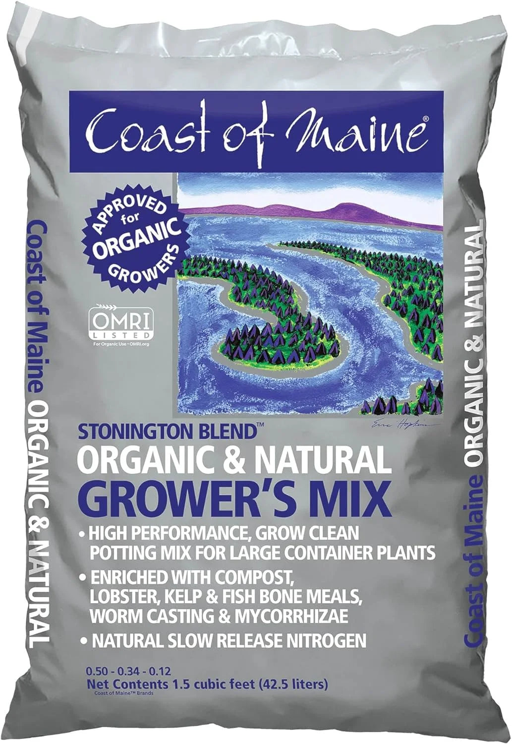 Coast of Maine Stonington Blend, 1.5 cu ft (Pack of 2) Organic and Natural Growers Mix for Large Container Plants