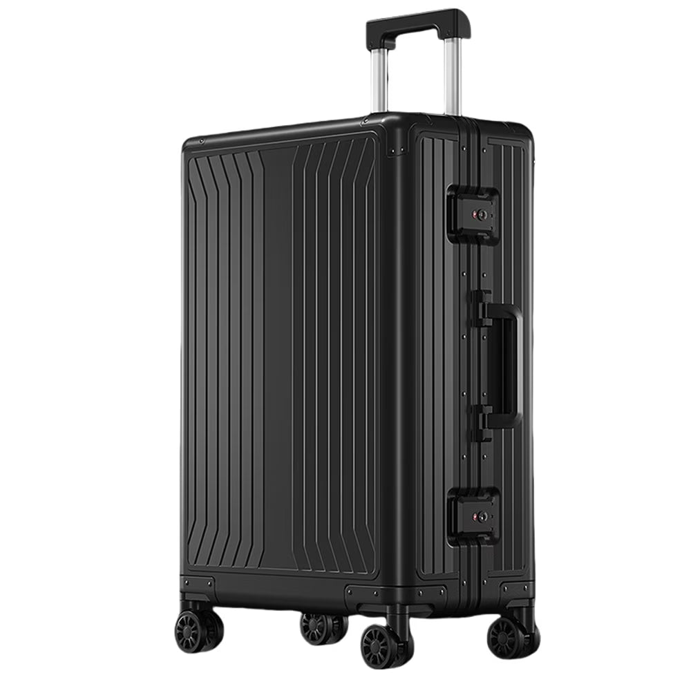All Aluminum Magnesium Hardshell Carry on Luggage with Wheels, Modern Zipperless Hardshell Checked Luggage with TSA Lock, Airline Approved Metal Suitcase Travel Metal Rolling Luggage