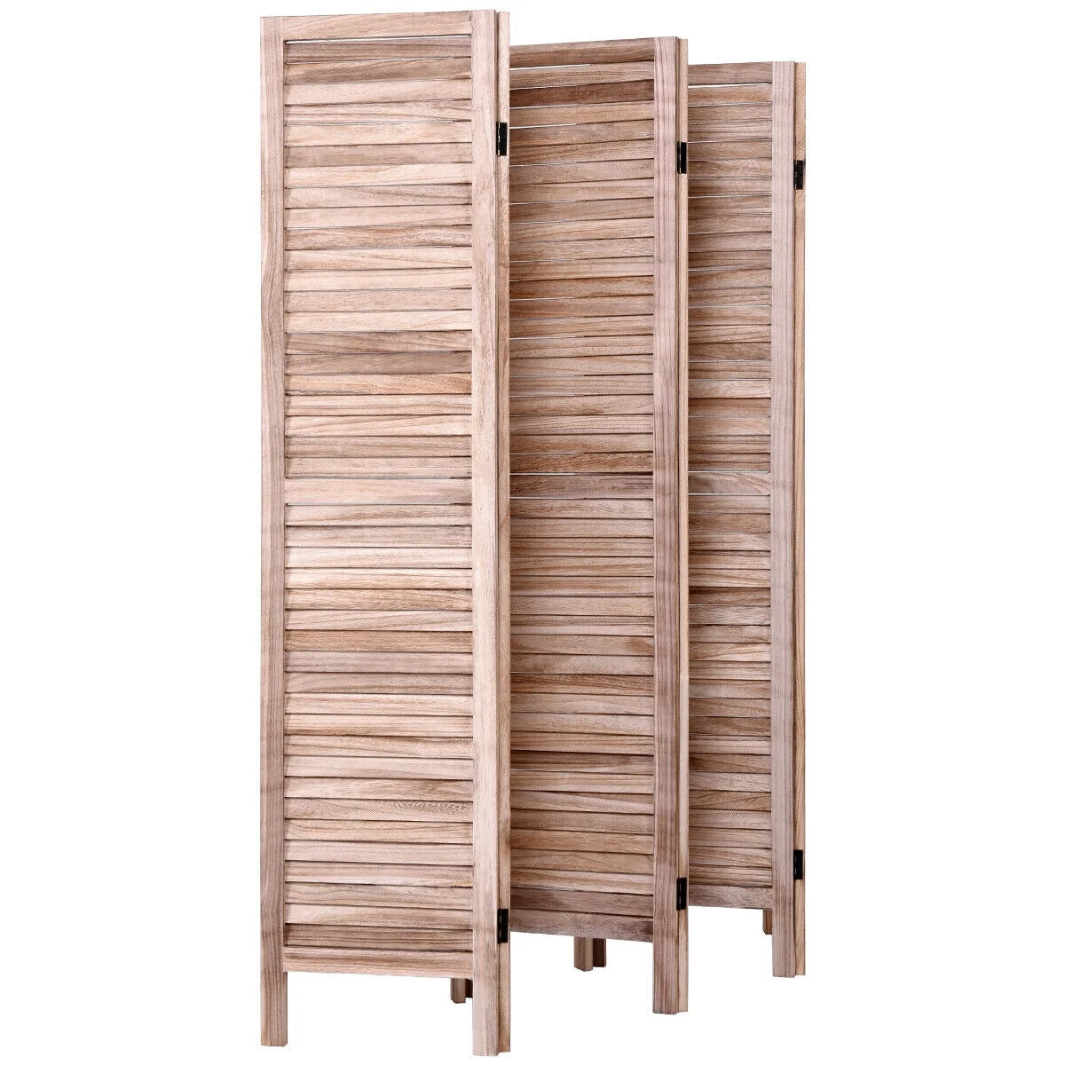 Costway 67'' High 6 Panel Room Divider Furniture Classic Venetian Wooden Slat Home Brown