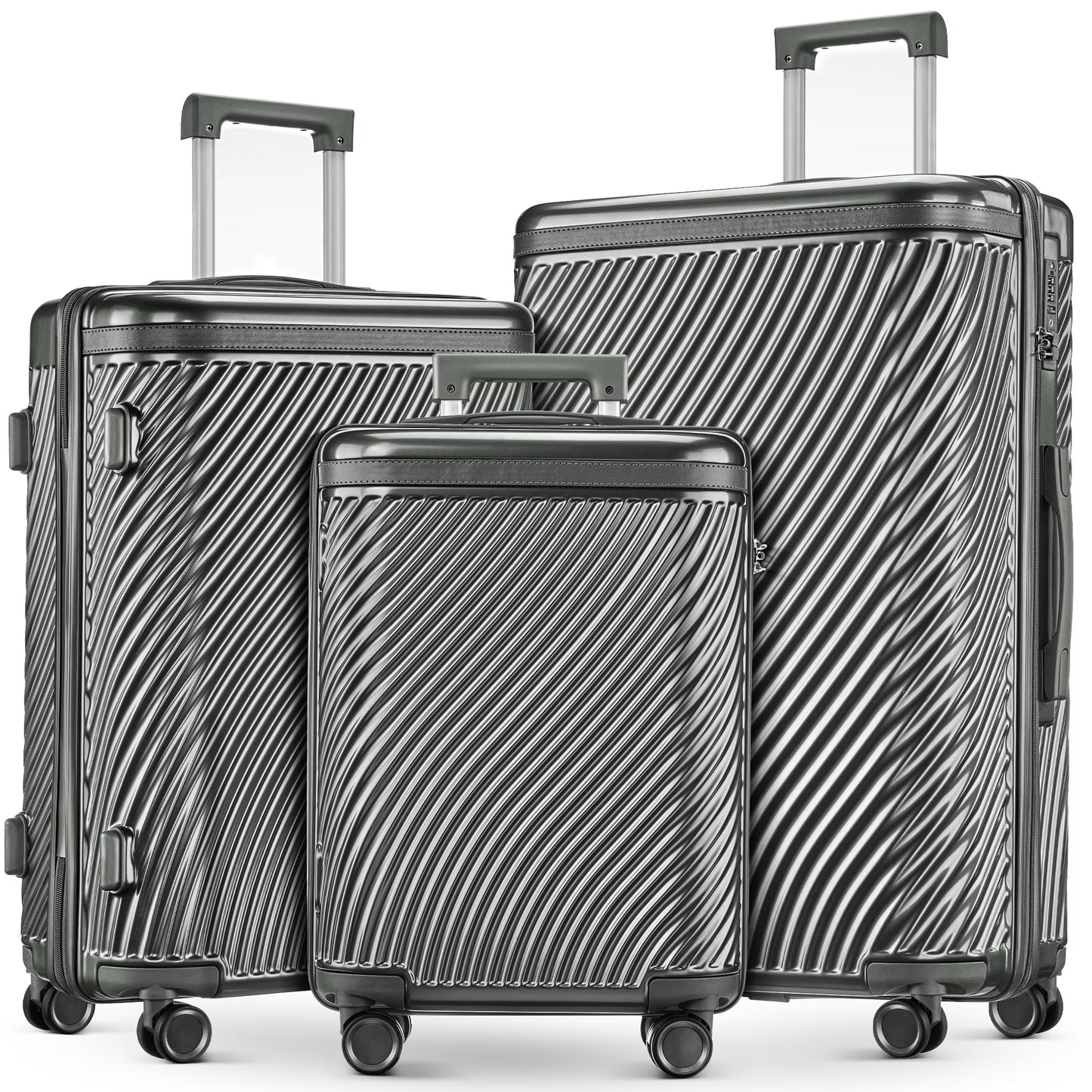 3 Piece Luggage Sets Hard Shell Suitcase Set with Spinner Wheels for Travel Trips Business 20" 24" 28", Rose Gold