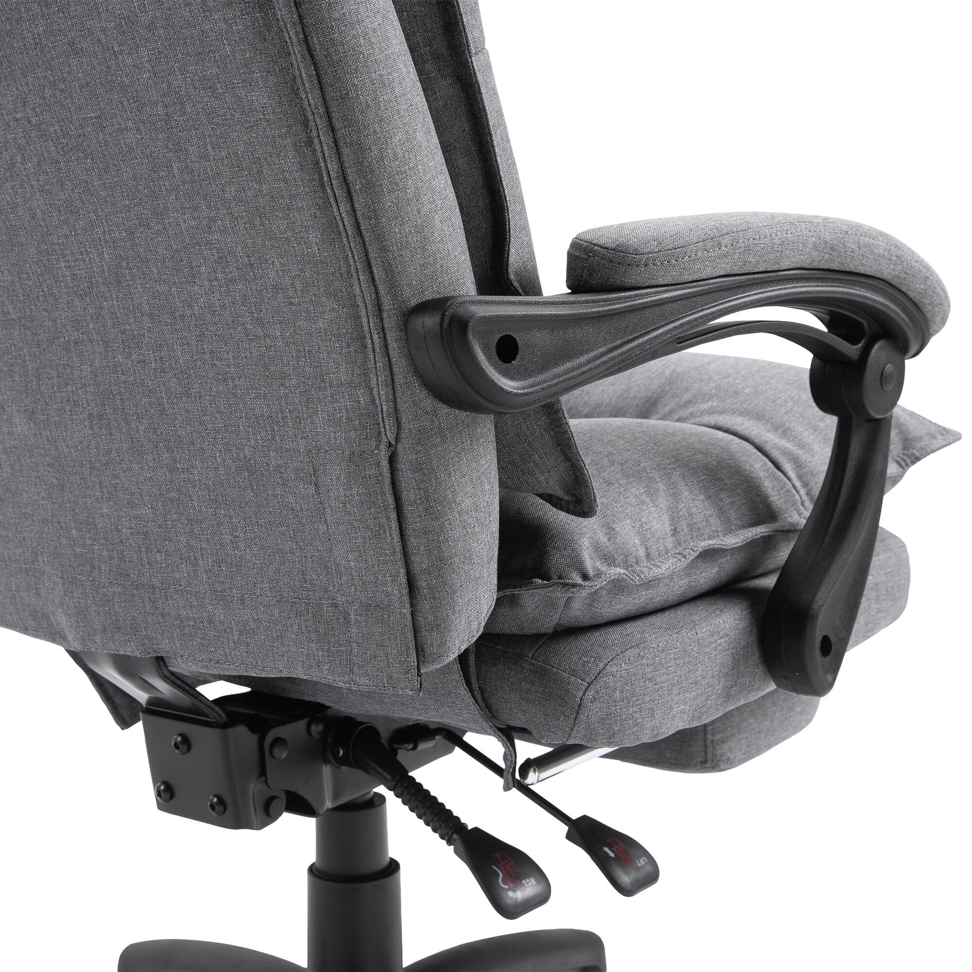 Office Chair Vinsetto 360° Swivel Executive Home Office Chair Adjustable Height Linen Style Fabric Recliner with Retractable Footrest and Double Padding, Grey,Ergonomic Office Chair