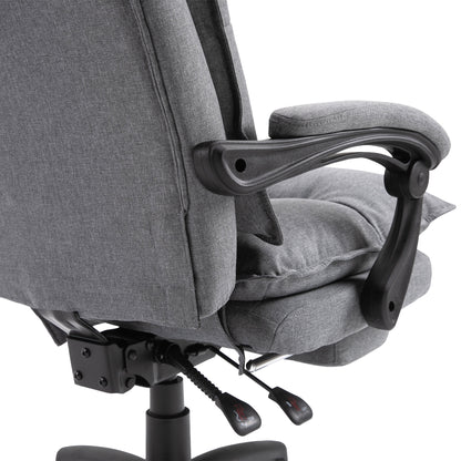 Office Chair Vinsetto 360° Swivel Executive Home Office Chair Adjustable Height Linen Style Fabric Recliner with Retractable Footrest and Double Padding, Grey,Ergonomic Office Chair