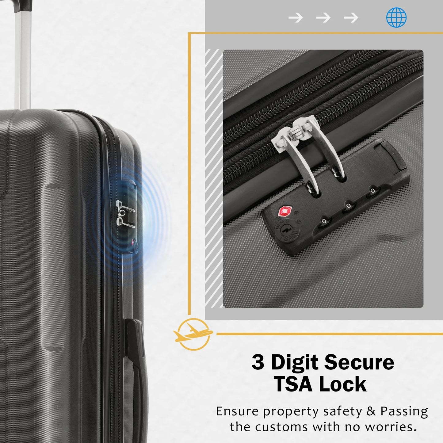 imerelez 2 Piece Luggage Set with Bags Expanable Spinner Wheels ABS Lightweight Suitcase with TSA Lock 20inch+28inch