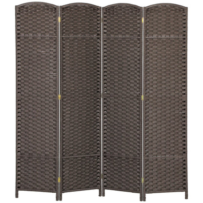 HOMCOM Room Divider, 4 Panel Folding Privacy Screen, 5.6' Tall Freestanding Partition for Home Office, Bedroom, Brown