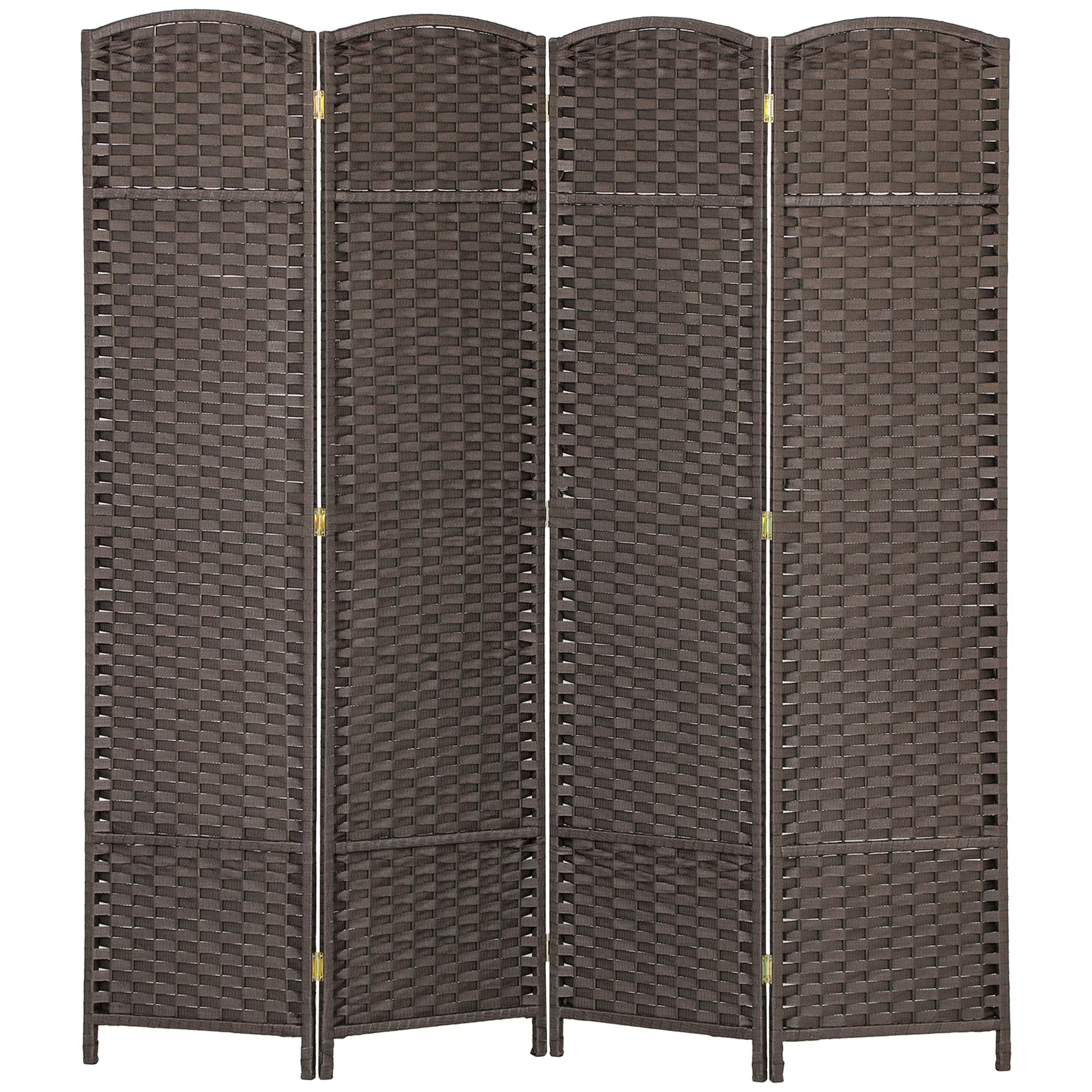 HOMCOM Room Divider, 4 Panel Folding Privacy Screen, 5.6' Tall Freestanding Partition for Home Office, Bedroom, Brown