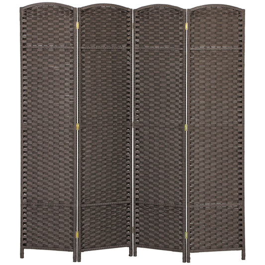 HOMCOM Room Divider, 4 Panel Folding Privacy Screen, 5.6' Tall Freestanding Partition for Home Office, Bedroom, Brown