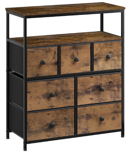 EnHomee Dressers for Bedroom with 7 Drawers Pink Dresser Fabric Chest of Drawers with Shelves Portable Storage Tower Small Dresser for Living Room Nursery Guest Room