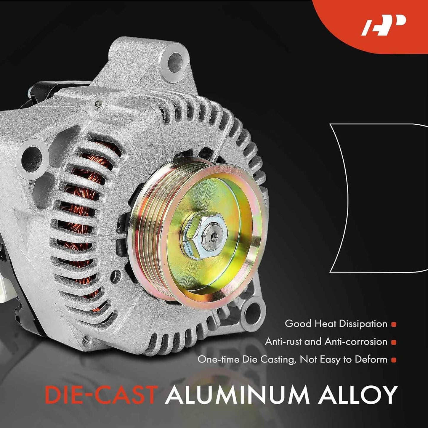 A-Premium Alternator Compatible with Ford Taurus & Mercury Sable, 2002 2003 2004 2005, V6 3.0L, 12V 120A/130A 6 Groove 75mm Pulley Clockwise, Replace# 2F1UBB, 2F1Z10346BA