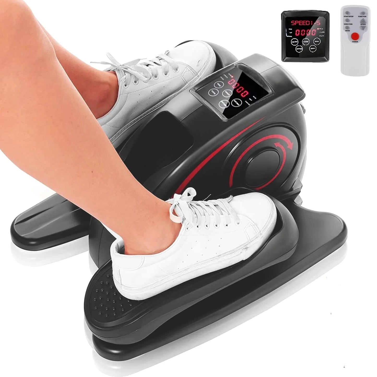 Under Desk Elliptical Machine Electric Pedal Bike Exerciser Trainer with LCD Monitor Quiet Compact Exercise Equipment for Home Office Gym