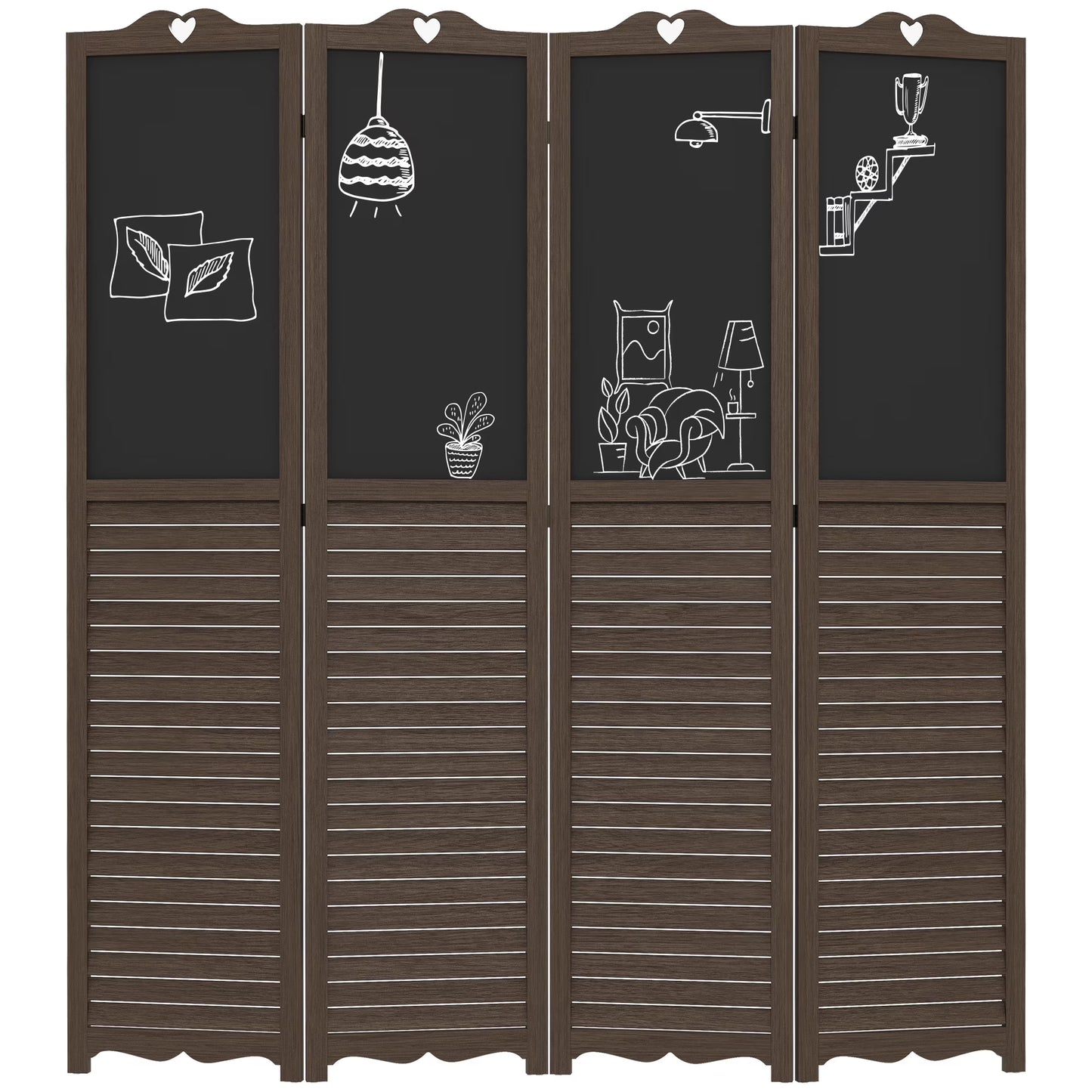 HOMCOM 5.5' 4 Panel Room Divider, Indoor Privacy Screens for Home, Brown