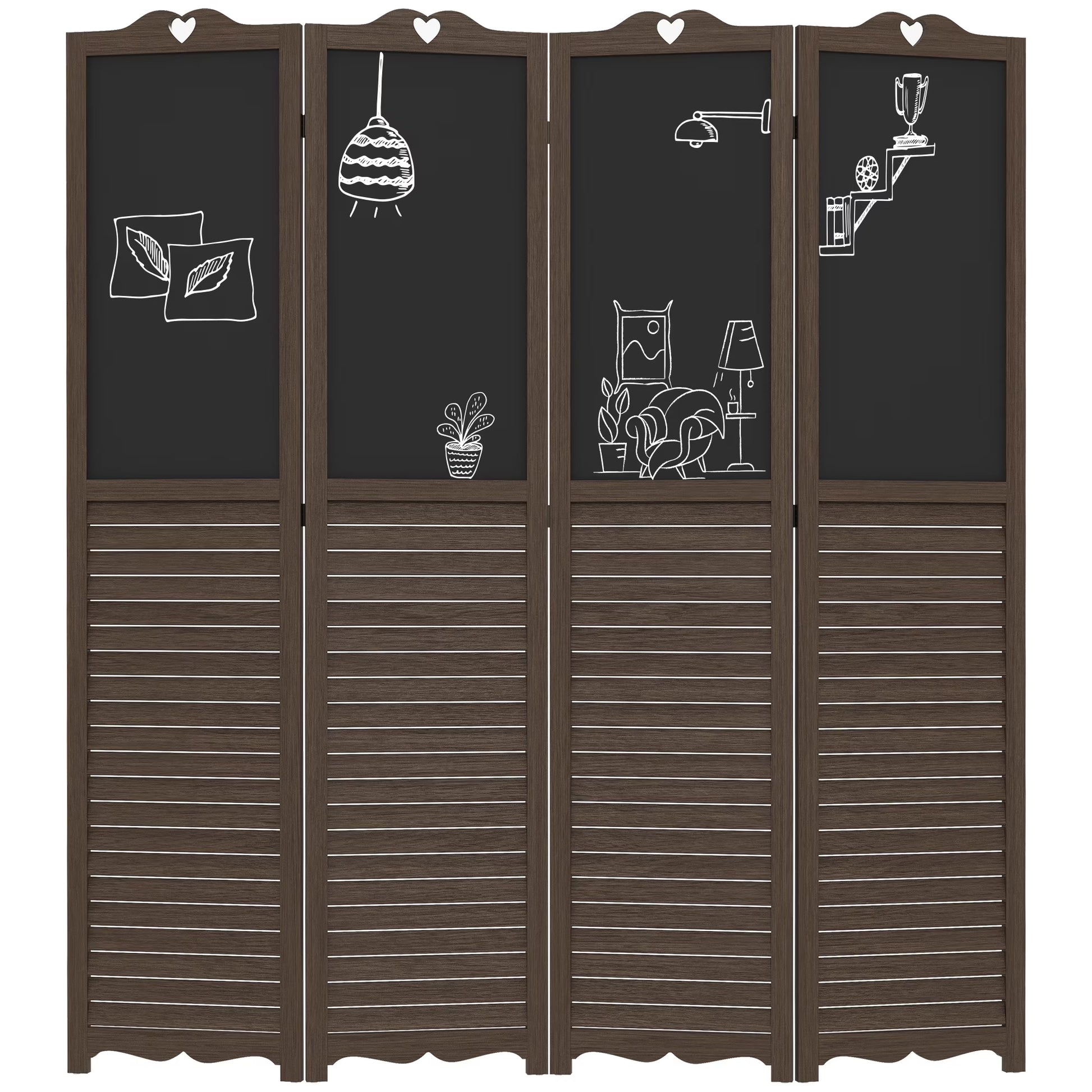 HOMCOM 5.5' 4 Panel Room Divider, Indoor Privacy Screens for Home, Brown