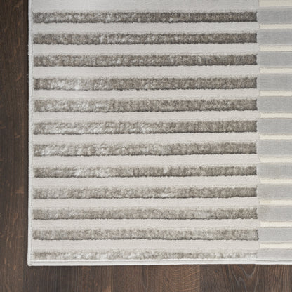 Inspire Me! Home Dcor Brushstrokes Striped Beige Silver 5'3" x 7'3" Area Rug (5x7)