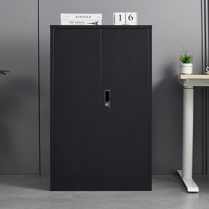 Metal Storage Cabinet with Locking Doors and Adjustable Shelf, 42" Folding Filing Storage Cabinet, Folding Storage Locker Cabinet for Home Office School Garage, White