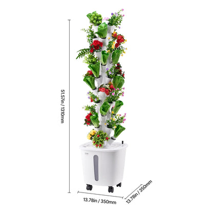VEVOR Hydroponic Growing System, 50 Pods Vertical 10 Tiers Hydroponic Tower, Rolling Hydronic Garden with Water Pump & Wheels, Indoor Plants Germination Kit for Herbs Fruits & Vegetables