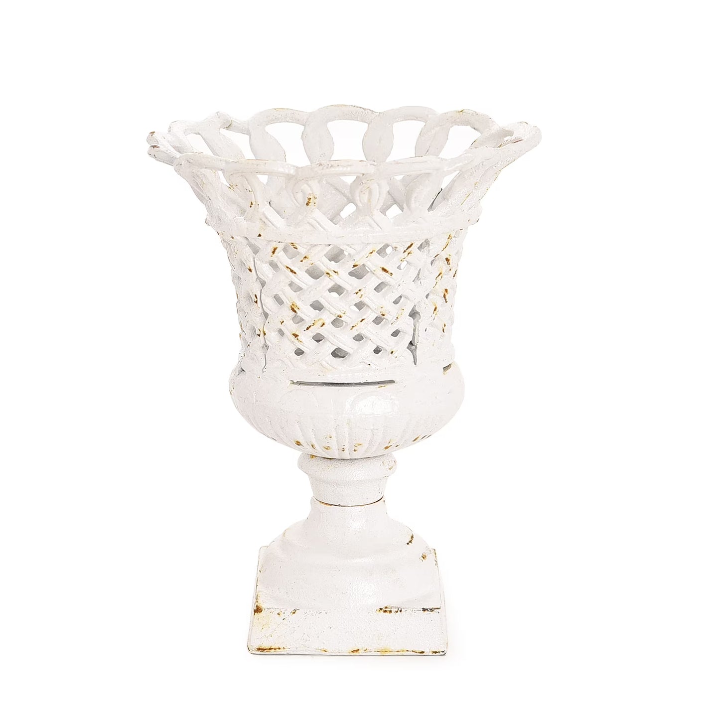 Sungmor Heavy Duty Cast Iron Urn Planter, Beautiful Hollow Trophy Design Tall Orchid Flower Pot, Large Decorative Plastic Flowers Plants Bouquets Vase, Rustic French Country Pot for Home or Garden