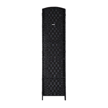 HomCom 6' Tall Wicker Weave 3 Panel Room Divider Privacy Screen - Black Wood