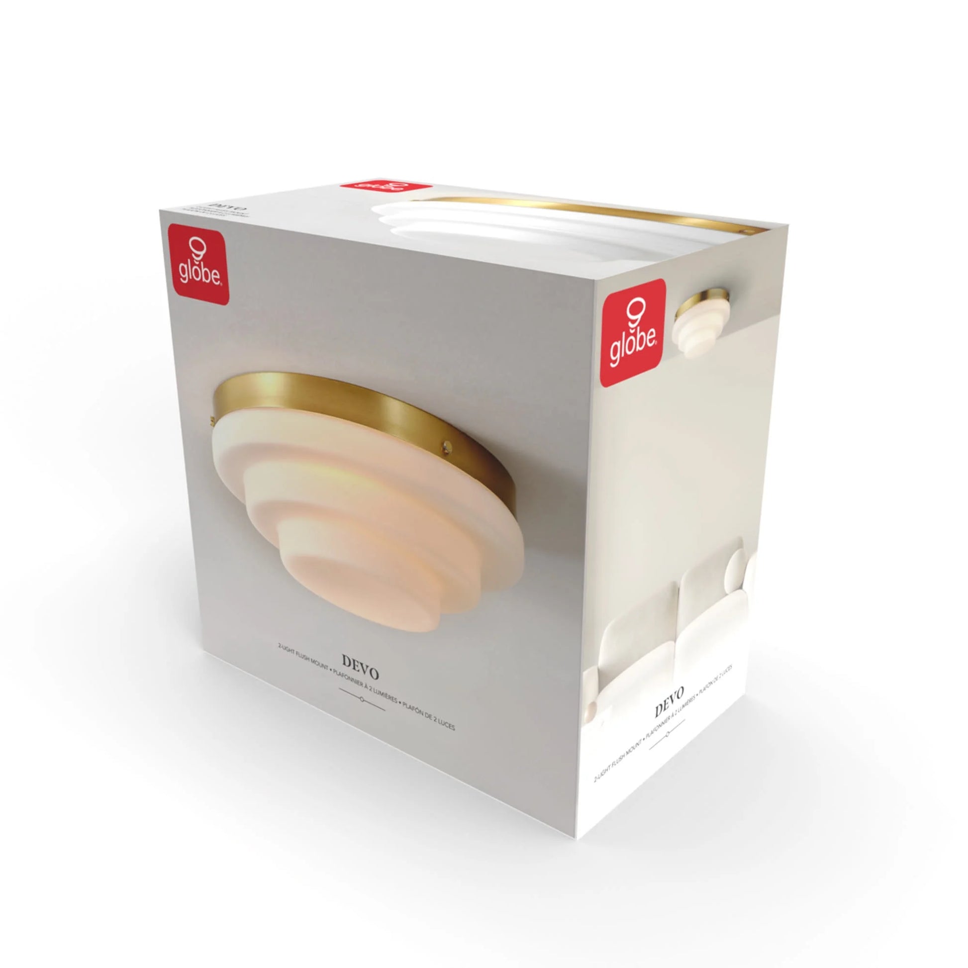 Globe Electric 91005474 Devo 2 Light 12" Wide Flush Mount Ceiling Fixture - Brass