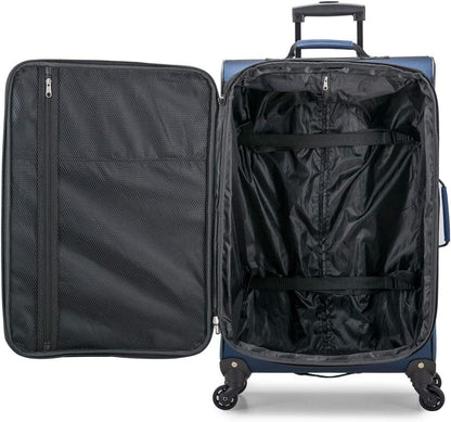 U.S. Traveler Aviron Bay Expandable Softside Luggage Set with Spinner Wheels, Navy, 2-Piece (23/31)