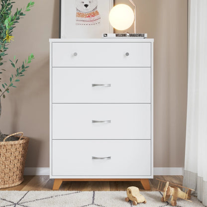 Child Craft Soho 42" Interlocking 4-Drawer Chest for Nursery or Bedroom, Tip-Resistant, Modern Style, White/Natural