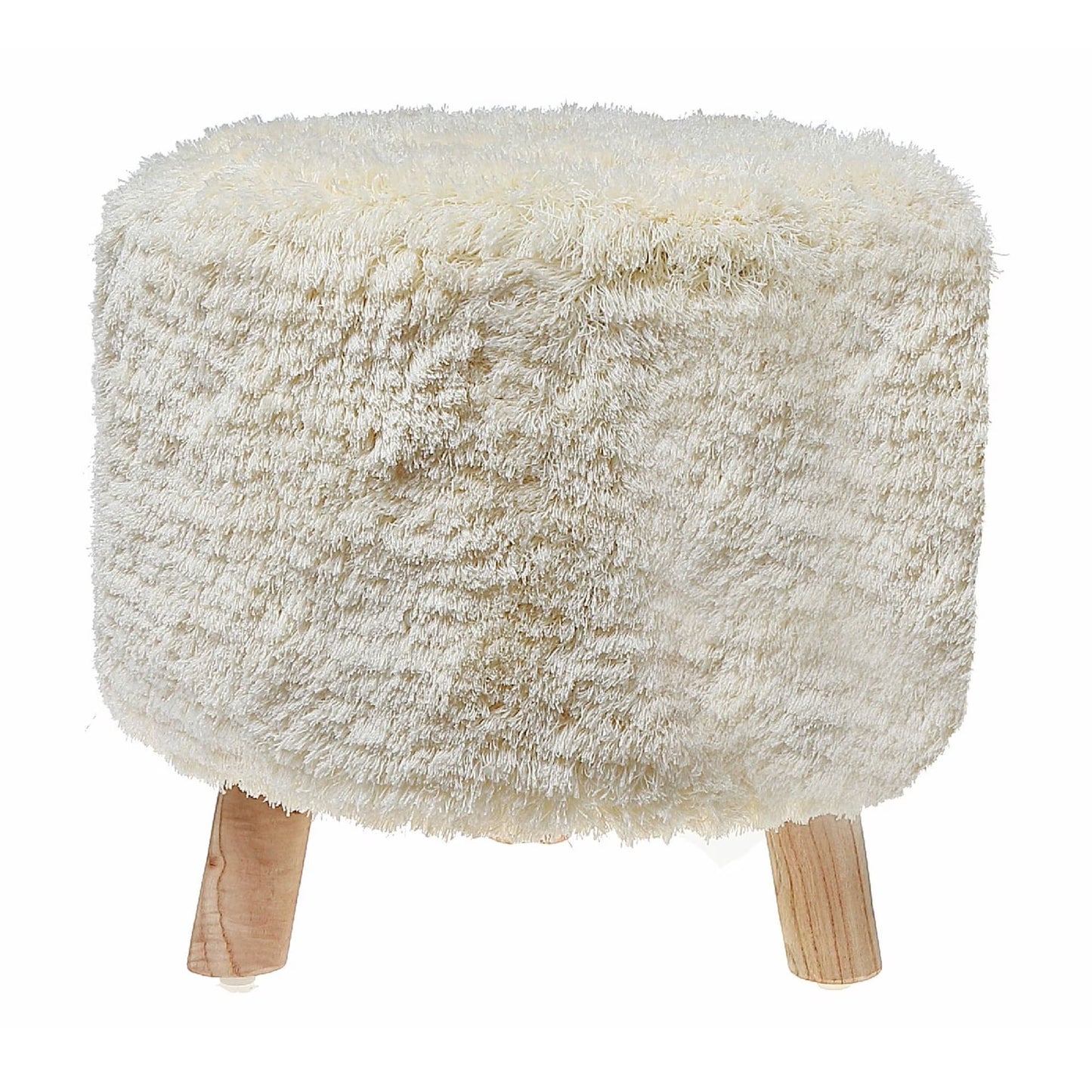 Maison Concepts Long Sag Handwoven Pouf Wooden Stand Light Grey (Multi) 40" X 40" X 40"