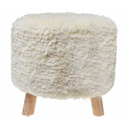 Maison Concepts Long Sag Handwoven Pouf Wooden Stand Light Grey (Multi) 40" X 40" X 40"