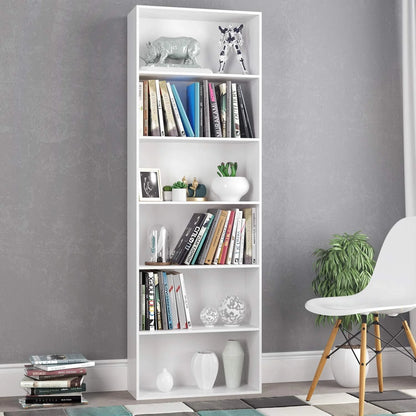 Homfa 6 Tier Freestanding Bookcase, Wooden Storage Bookshelves and Bookcases for Living Room Home Office 71'', White Finish