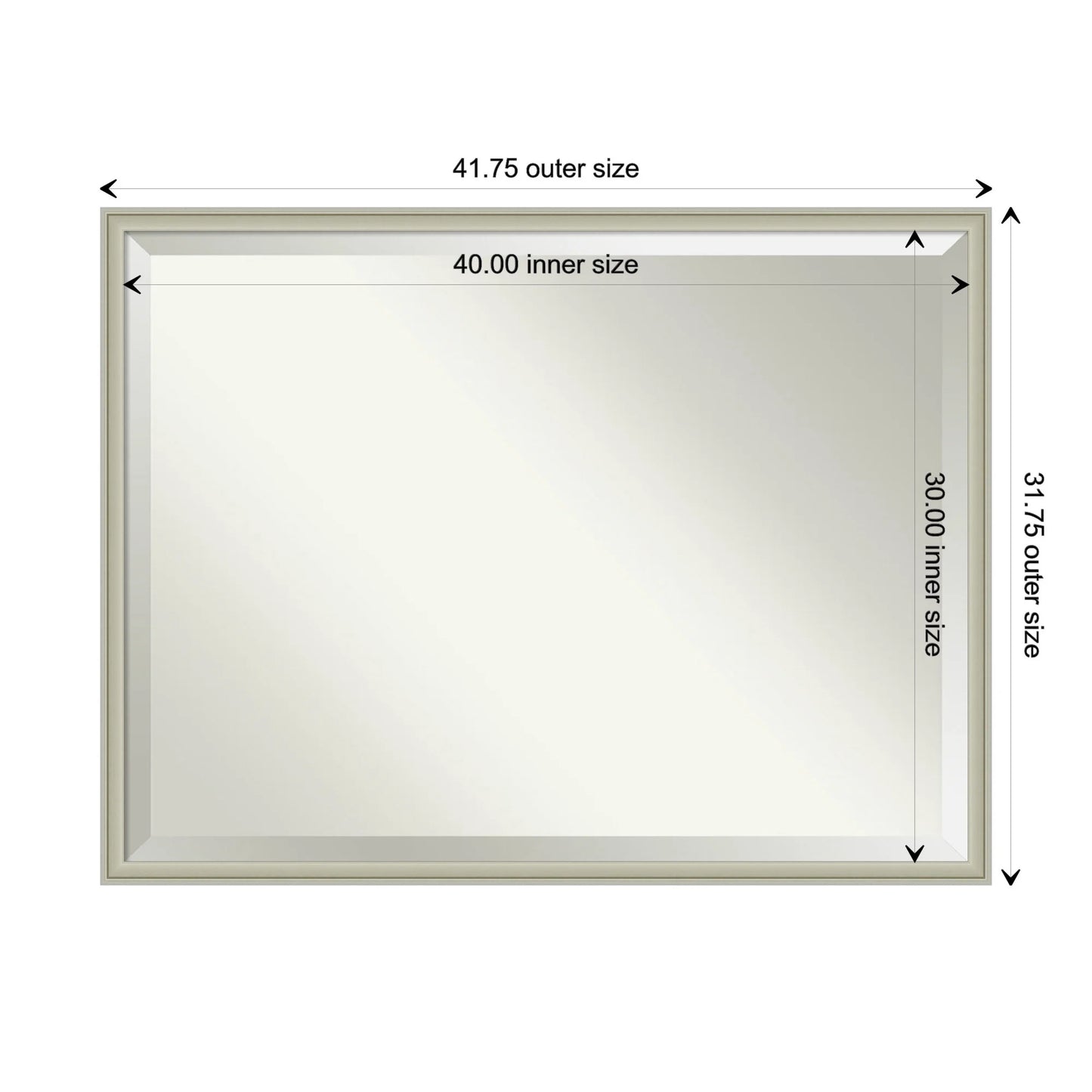 Amanti Art Florence Silver Beveled Wall Mirror 31.75 x 41.75 in.