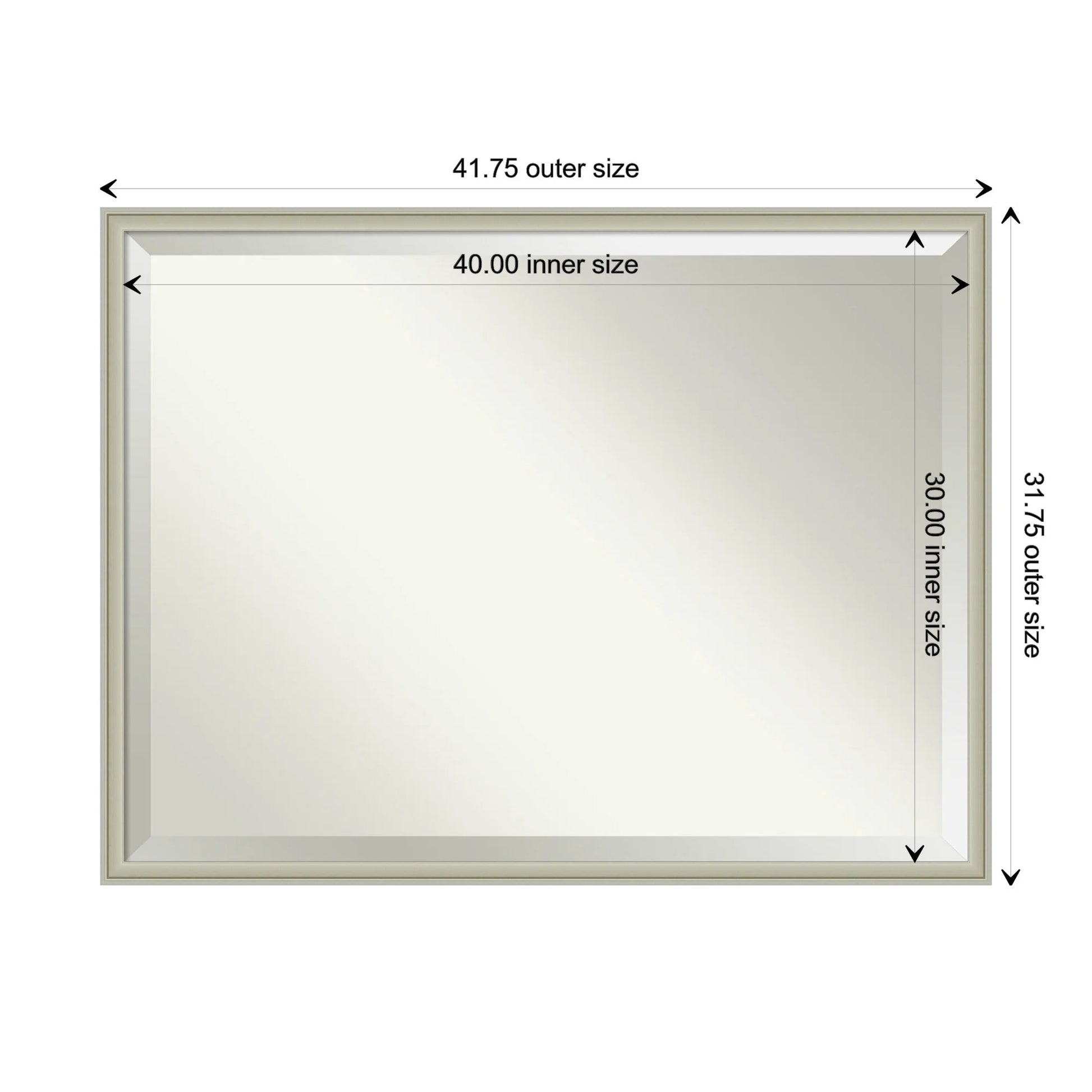 Amanti Art Florence Silver Beveled Wall Mirror 31.75 x 41.75 in.