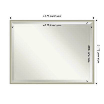 Amanti Art Florence Silver Beveled Wall Mirror 31.75 x 41.75 in.