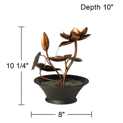 Ashton Begonia Flowers 10 1/4" High Small Zen Modern Indoor Decor Resin Tabletop Fountain Desk Relaxation