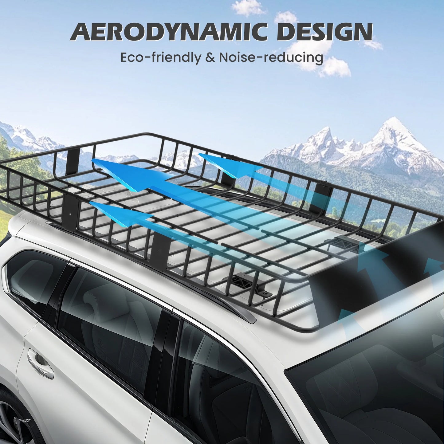 Naipo Roof Rack Cargo Basket,500 lb,64"x39"x6"Extendable Roof Luggage Holder Rack with 4 U-Bolts for SUV/RV,Camping