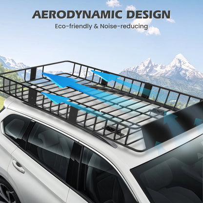 Naipo Roof Rack Cargo Basket,500 lb,64"x39"x6"Extendable Roof Luggage Holder Rack with 4 U-Bolts for SUV/RV,Camping