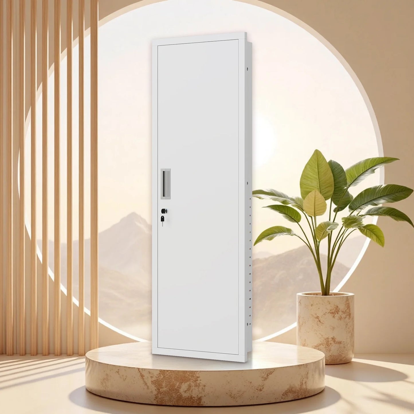Mirror Jewelry Cabinet, 47.24" Tall Wall Mounted Jewelry Cabinet with Mirror and Light, Large Jewelry Armoire Organizer, Jewelry Storage with Lock & Adjustable Shelves (White